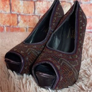 Donald J. Pliner Multicolor Peep-Toe Heels